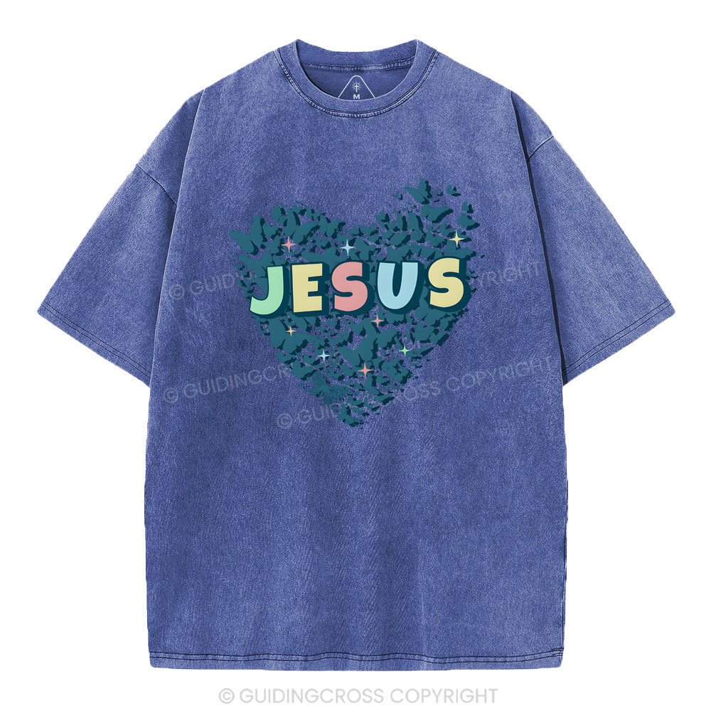 Jesus Heart Christian Washed T-Shirt