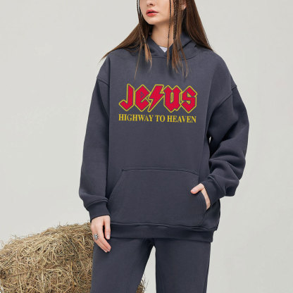 Jesus Highway To Heaven Christian Fleece Hoodie Set