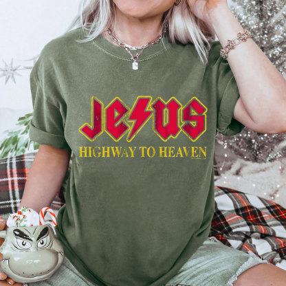 Jesus Highway To Heaven Christian Washed T-Shirt