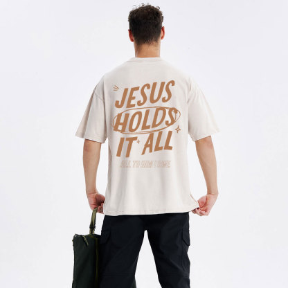 Jesus Holds It All Christian Washed T-Shirt