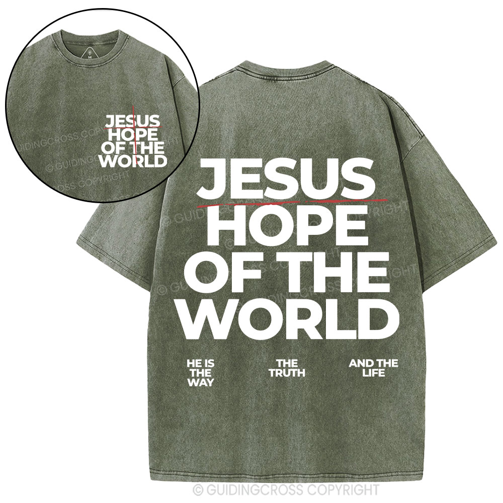 Jesus Hope Of The World Christian Washed T-Shirt