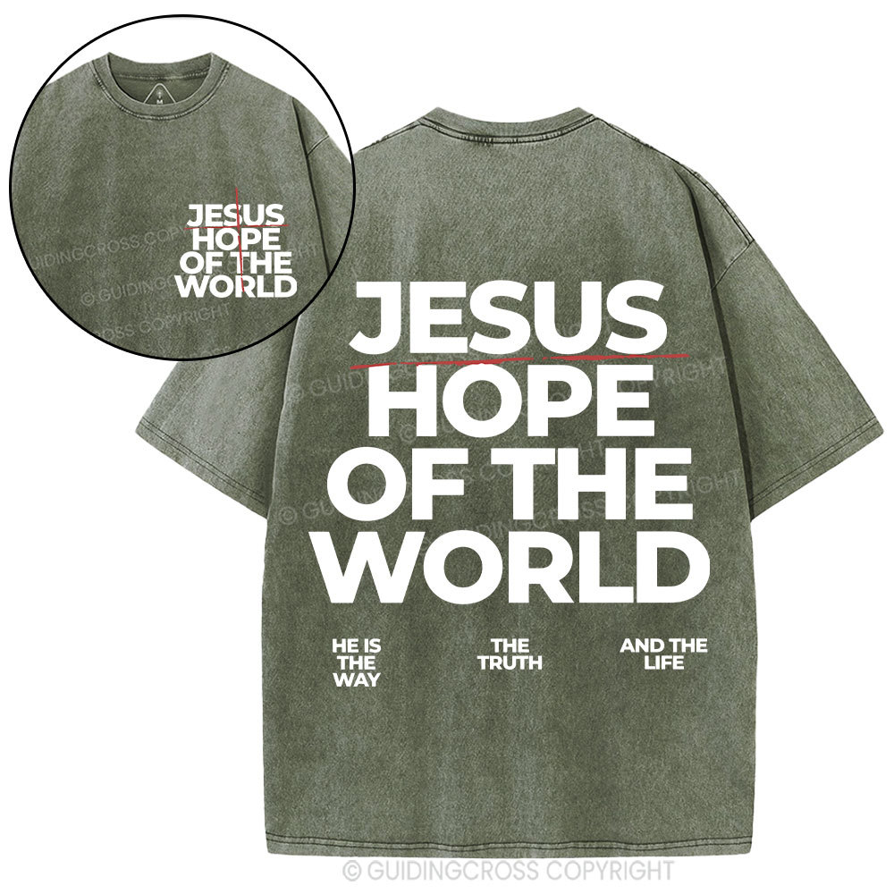 Jesus Hope Of The World Christian Washed T-Shirt