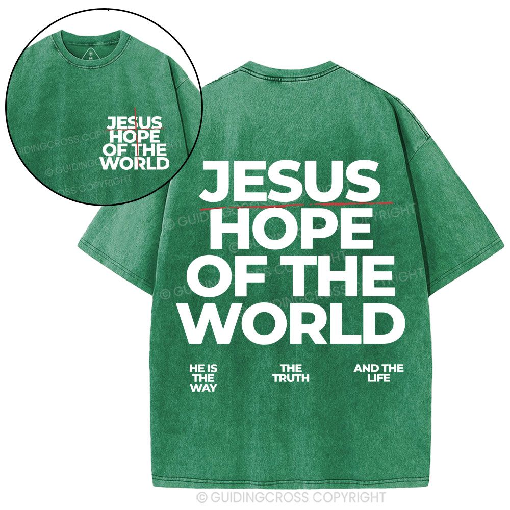 Jesus Hope Of The World Christian Washed T-Shirt
