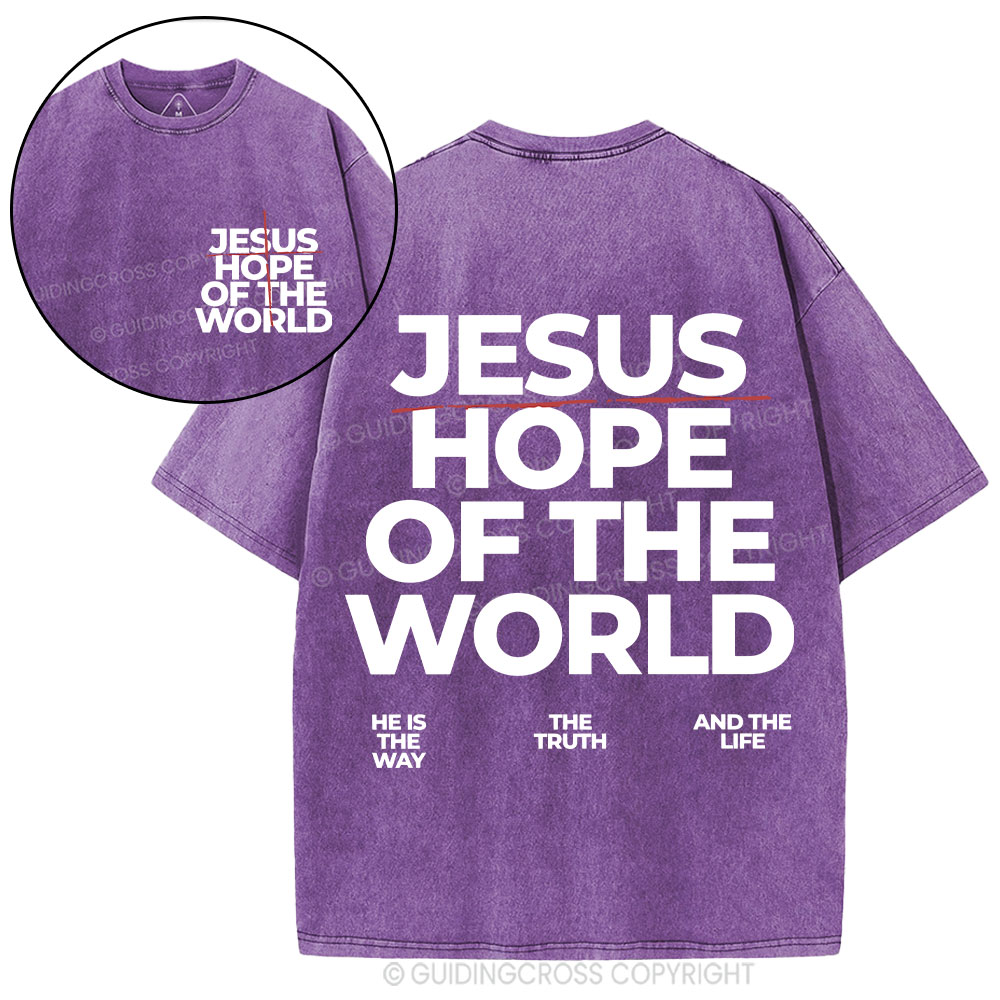 Jesus Hope Of The World Christian Washed T-Shirt