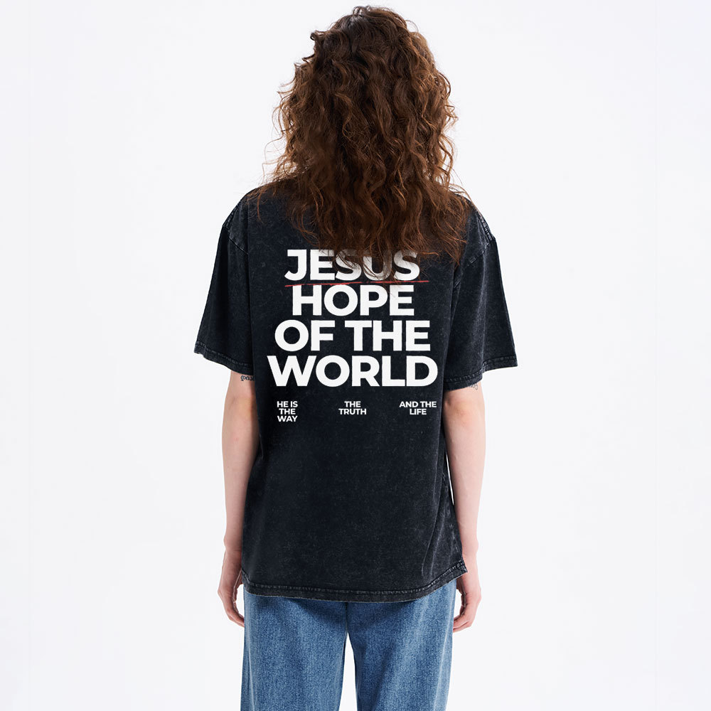 Jesus Hope Of The World Christian Washed T-Shirt