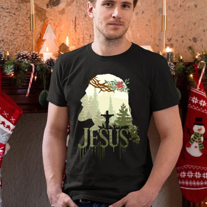 Jesus In Forest Christian Christmas T-Shirt