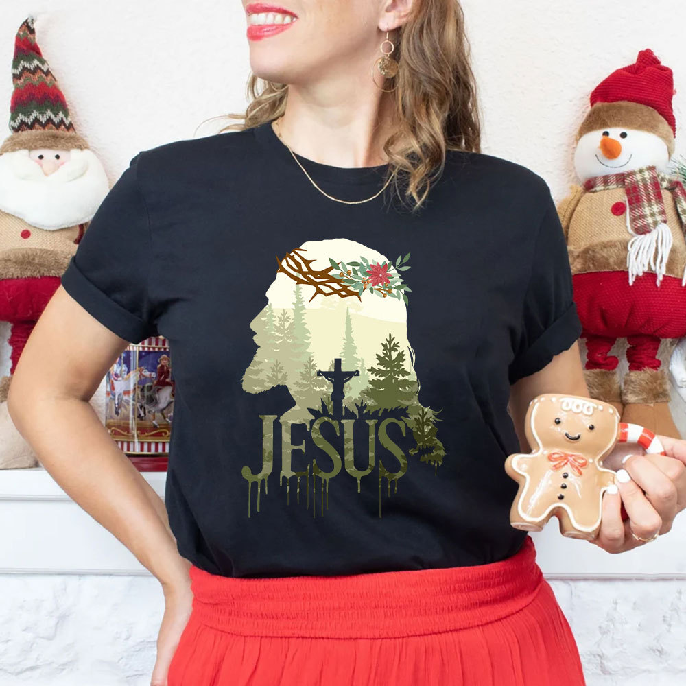 Jesus In Forest Christian Christmas T-Shirt