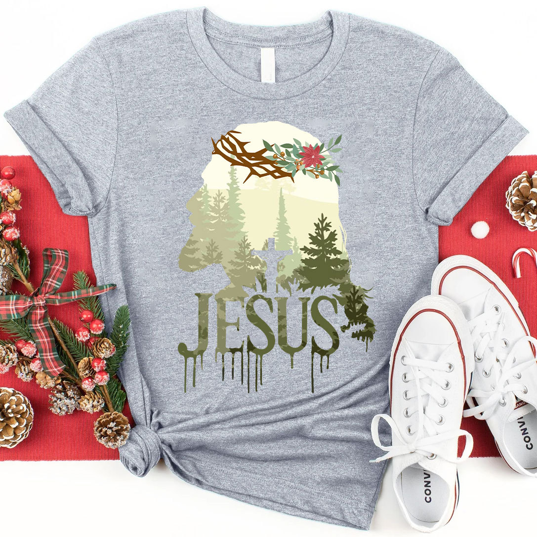 Jesus In Forest Christian Christmas T-Shirt