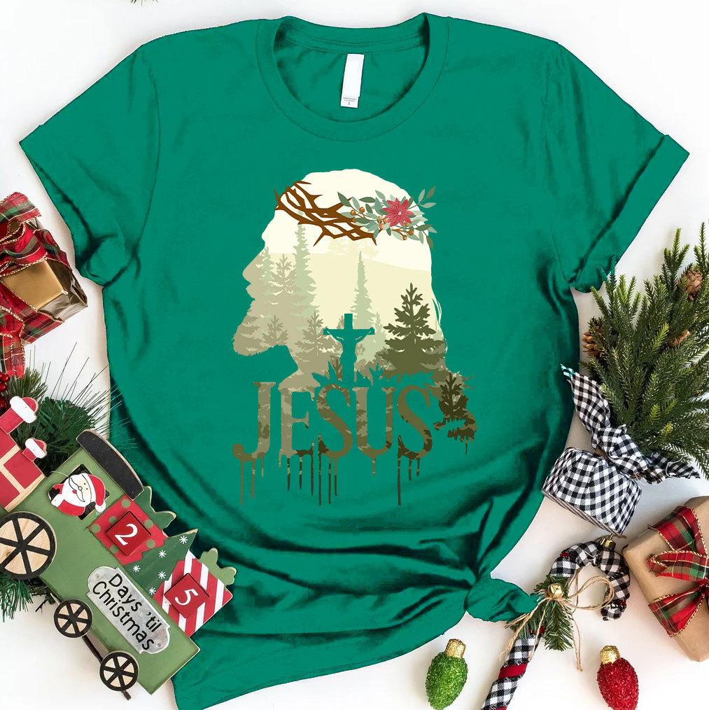 Jesus In Forest Christian Christmas T-Shirt