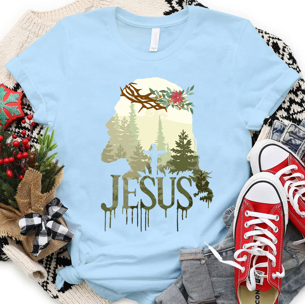 Jesus In Forest Christian Christmas T-Shirt