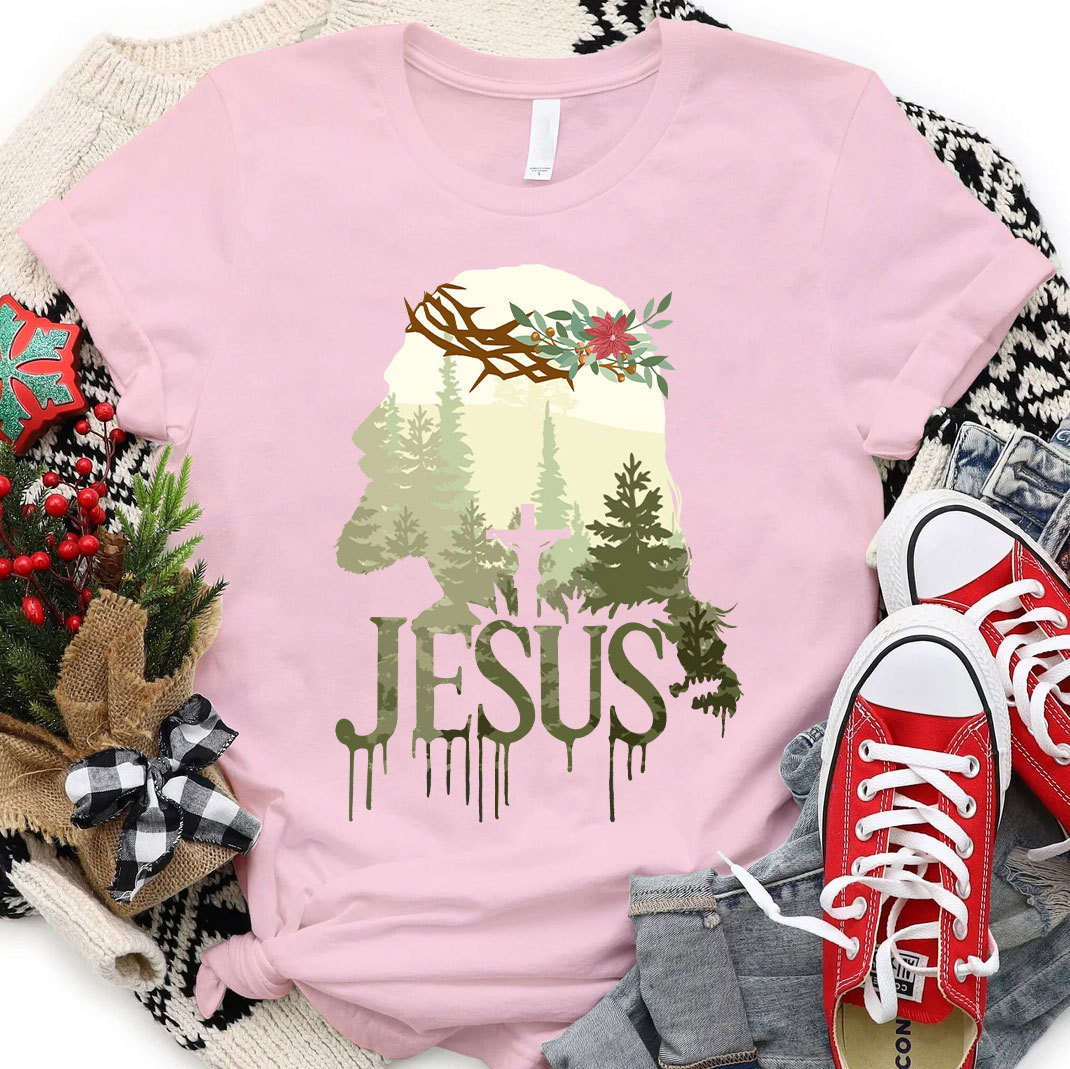 Jesus In Forest Christian Christmas T-Shirt