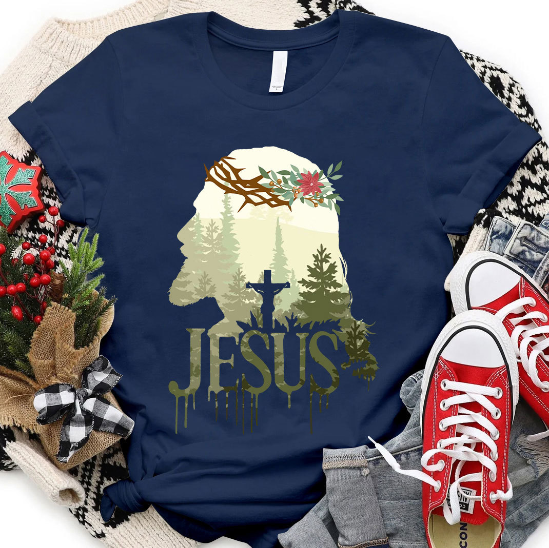 Jesus In Forest Christian Christmas T-Shirt