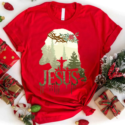 Jesus In Forest Christian Christmas T-Shirt