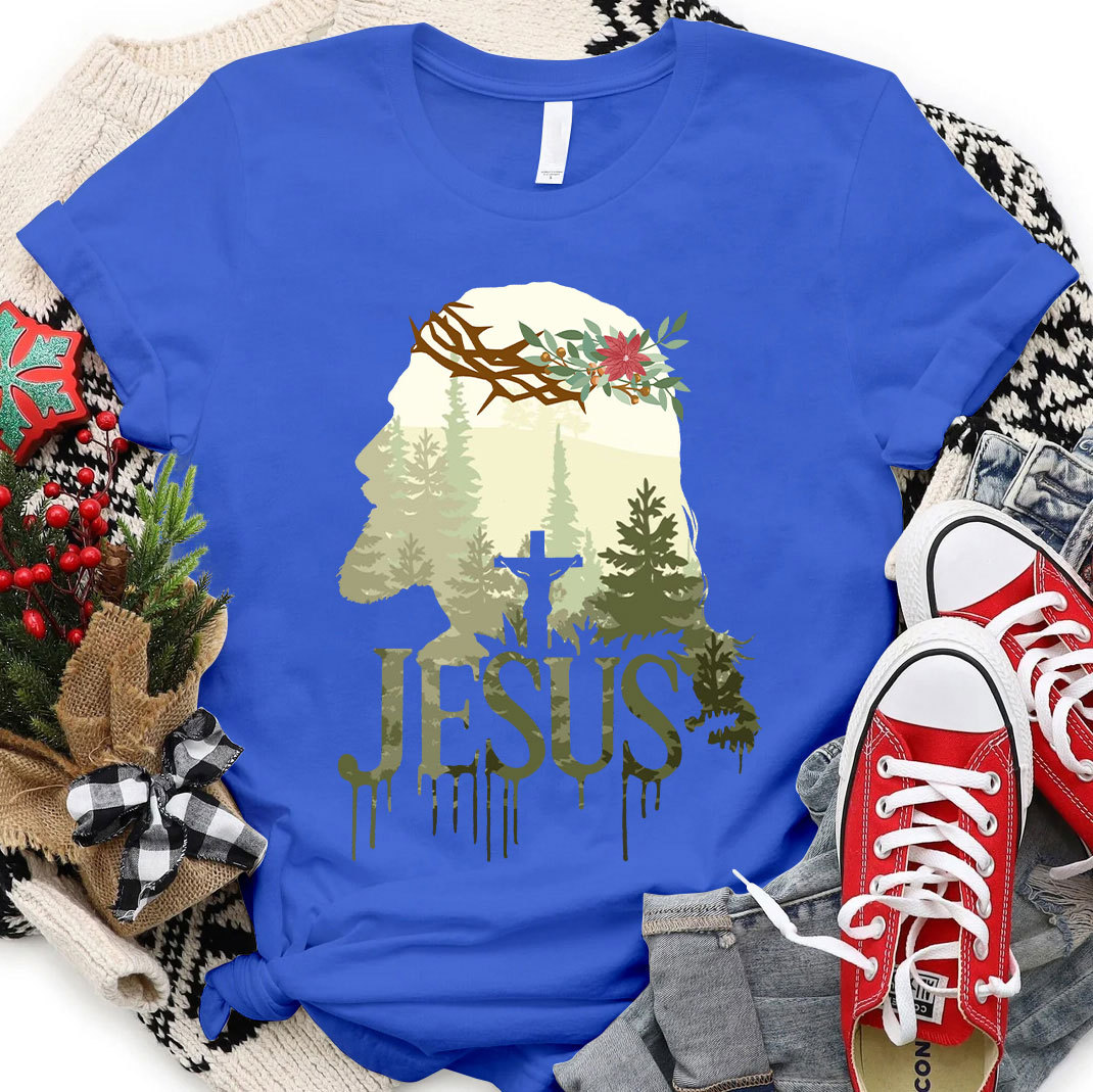 Jesus In Forest Christian Christmas T-Shirt