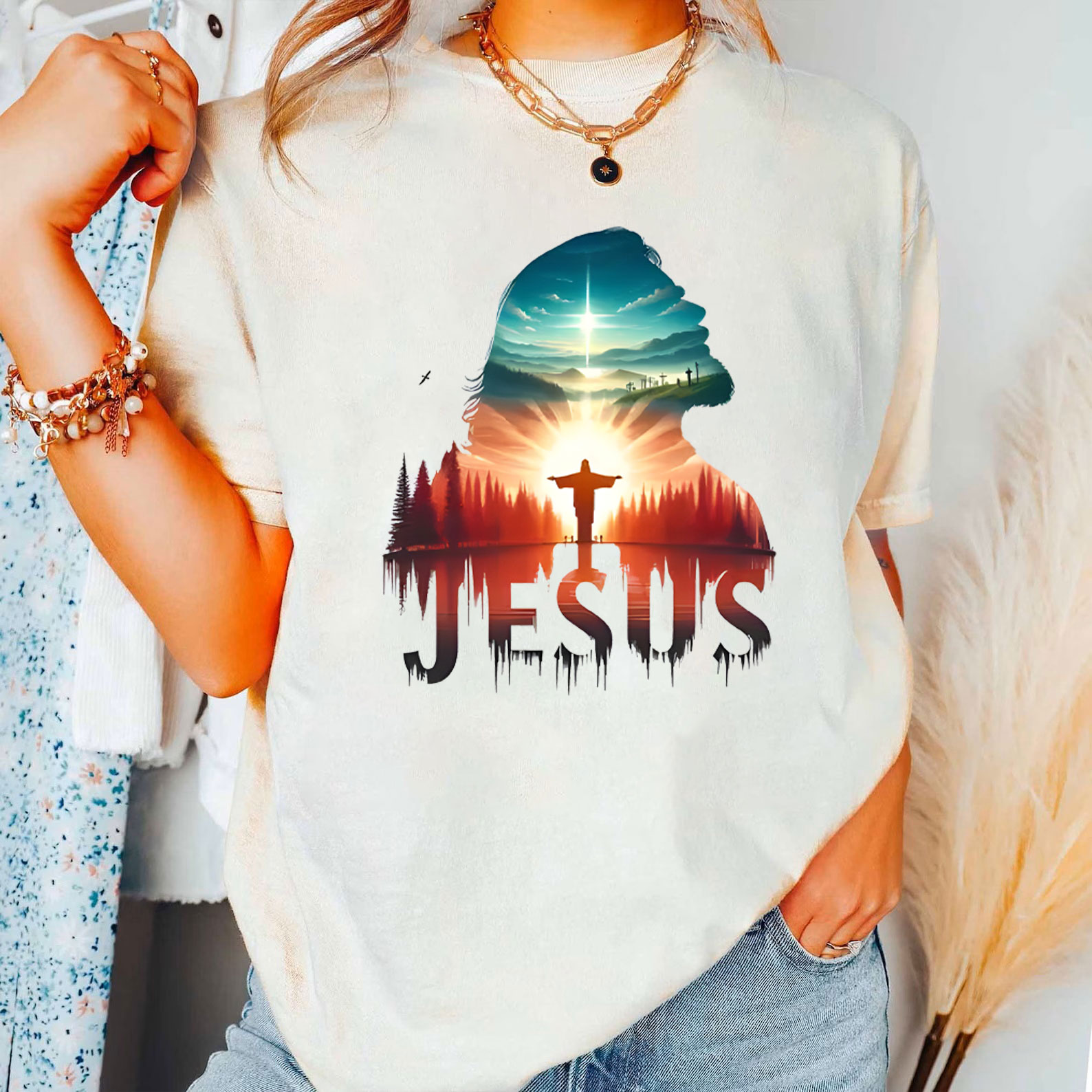 Jesus In The Forest Christian T-Shirt