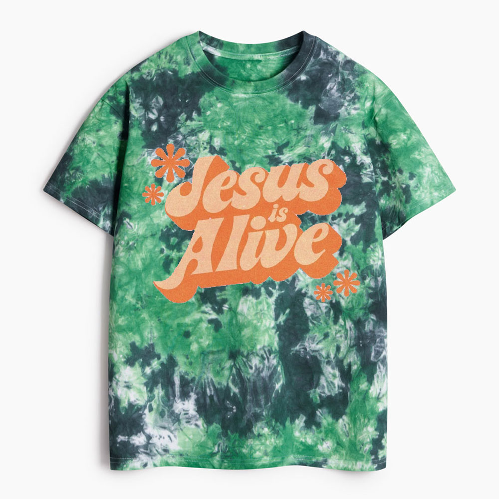 Jesus Is Alive Christian Heavy Cotton Tie Dye T-Shirt