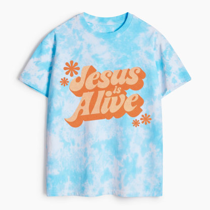 Jesus Is Alive Christian Heavy Cotton Tie Dye T-Shirt