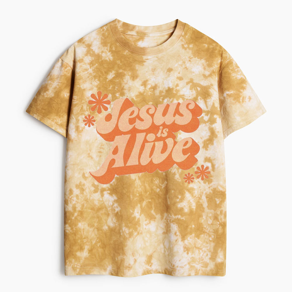 Jesus Is Alive Christian Heavy Cotton Tie Dye T-Shirt