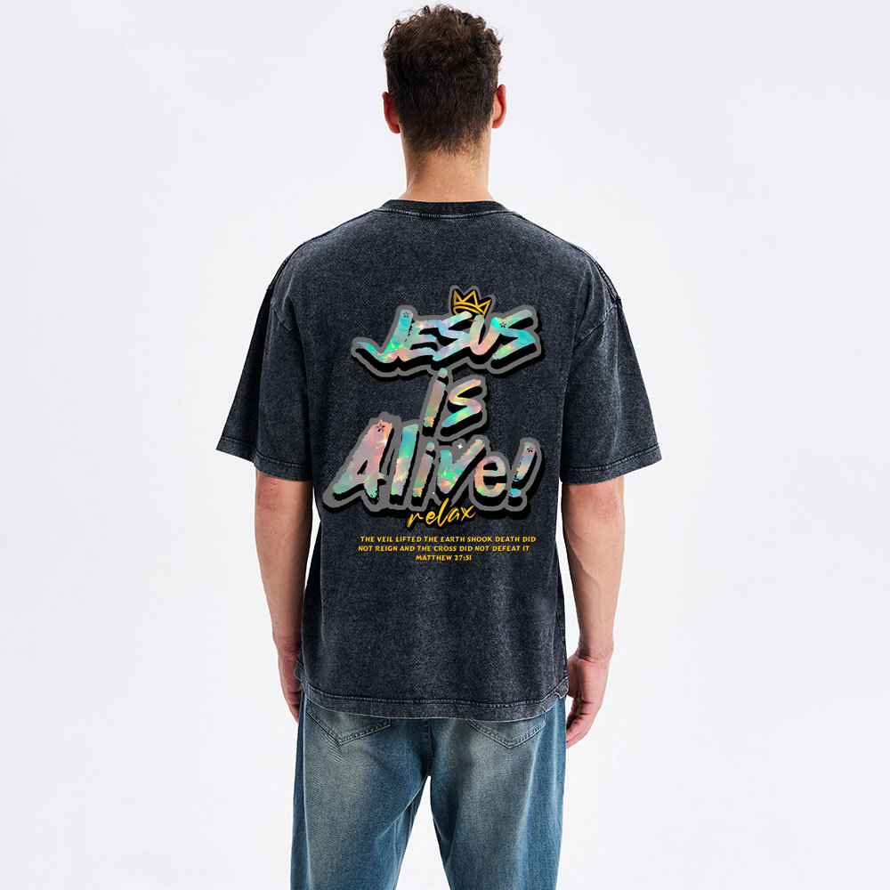 Jesus Is Alive Christian Washed T-Shirt