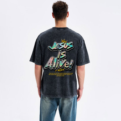 Jesus Is Alive Christian Washed T-Shirt
