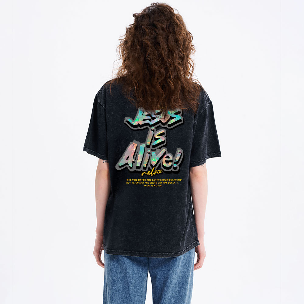 Jesus Is Alive Christian Washed T-Shirt