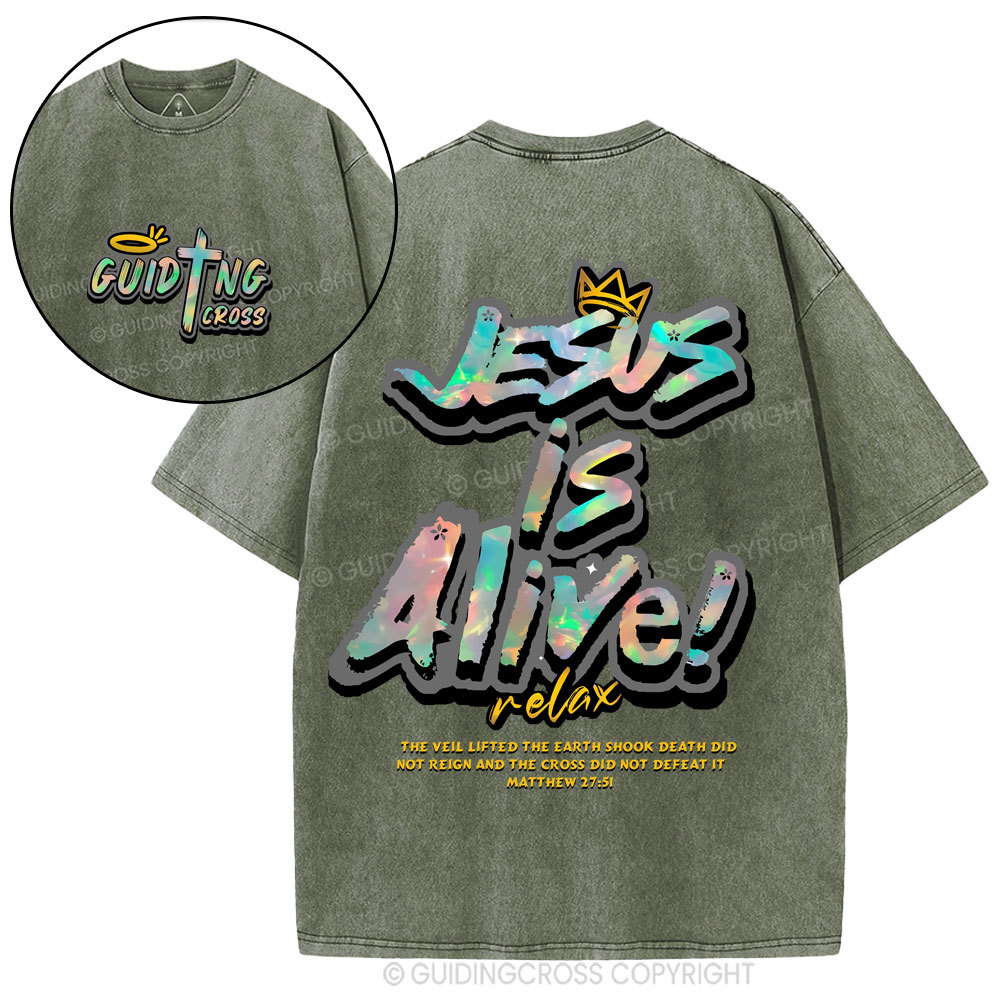 Jesus Is Alive Christian Washed T-Shirt