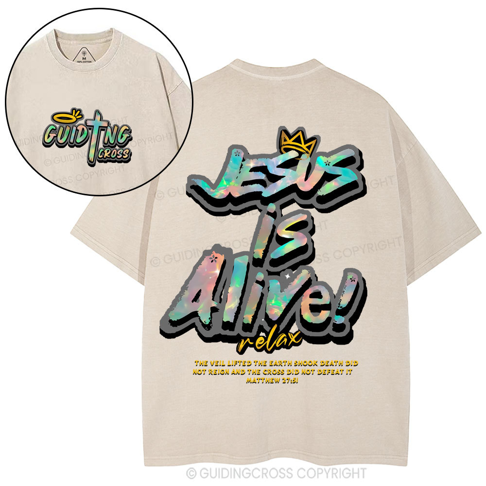 Jesus Is Alive Christian Washed T-Shirt