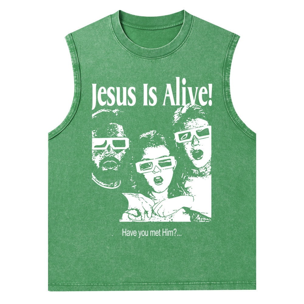 Jesus Is Alive Christian Washed Tank Top