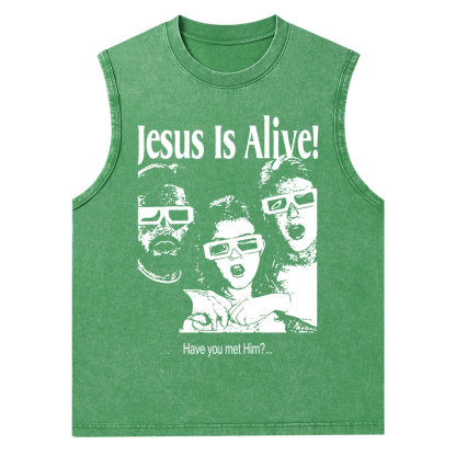 Jesus Is Alive Christian Washed Tank Top