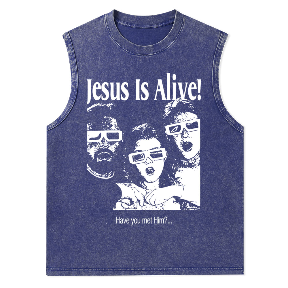 Jesus Is Alive Christian Washed Tank Top