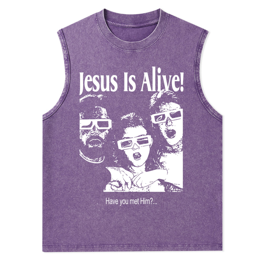 Jesus Is Alive Christian Washed Tank Top