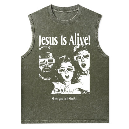 Jesus Is Alive Christian Washed Tank Top