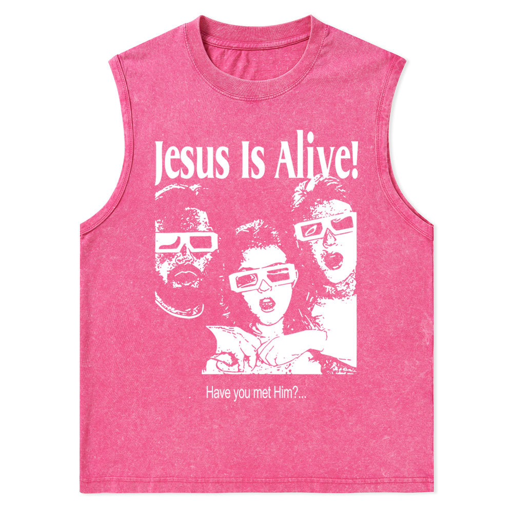 Jesus Is Alive Christian Washed Tank Top