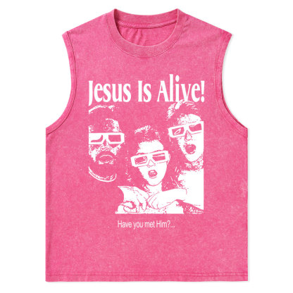 Jesus Is Alive Christian Washed Tank Top
