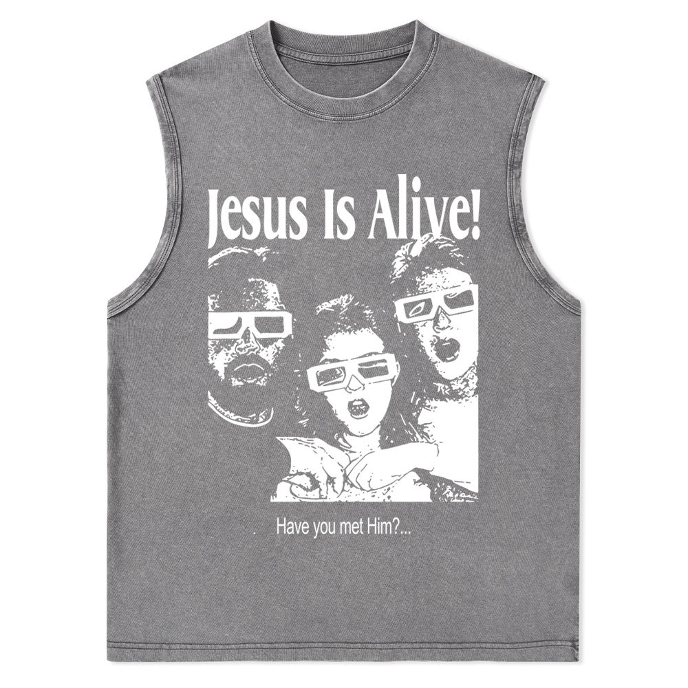 Jesus Is Alive Christian Washed Tank Top