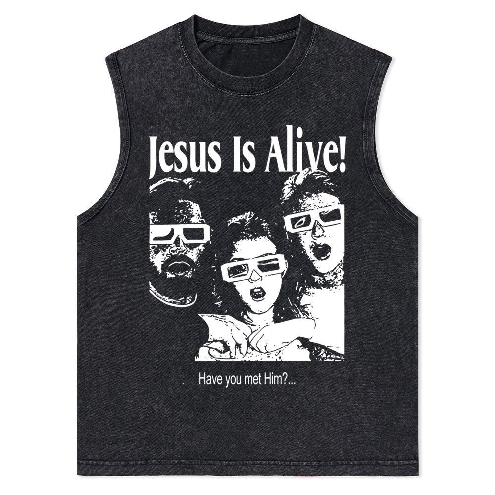 Jesus Is Alive Christian Washed Tank Top