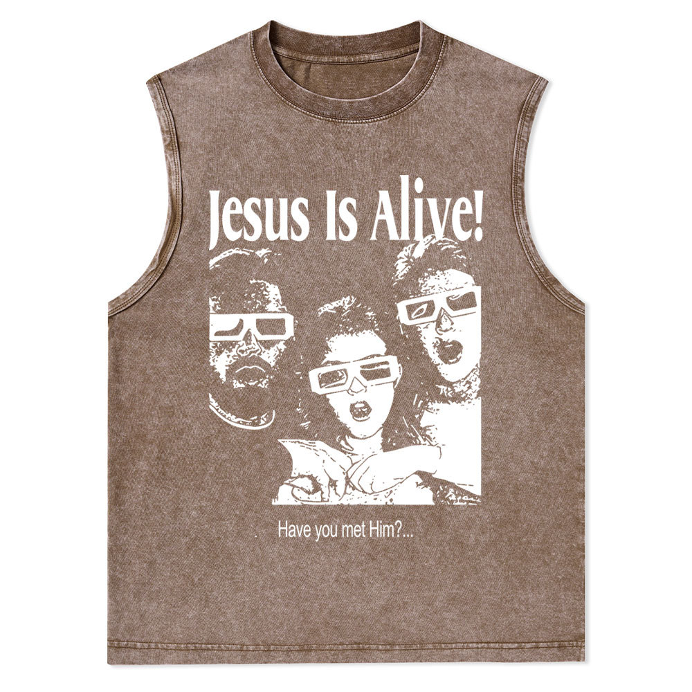Jesus Is Alive Christian Washed Tank Top