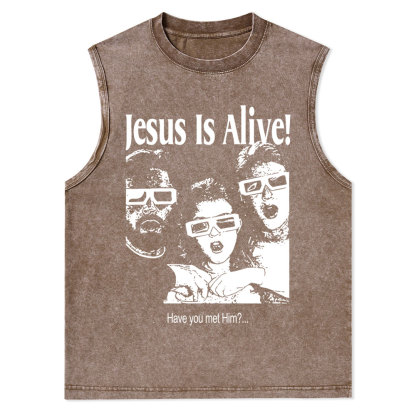 Jesus Is Alive Christian Washed Tank Top