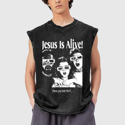 Jesus Is Alive Christian Washed Tank Top