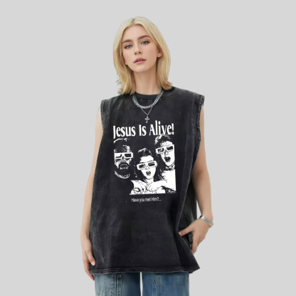 Jesus Is Alive Christian Washed Tank Top