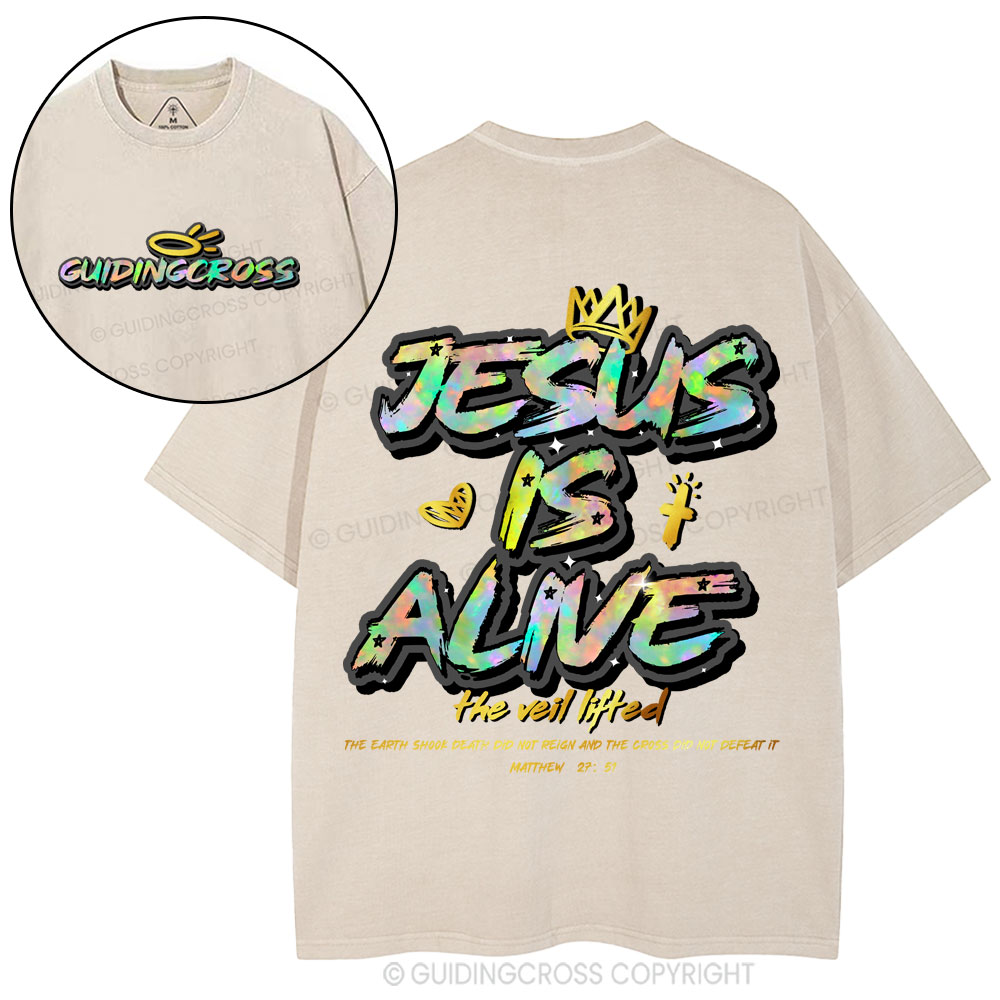 Jesus Is Alive New Chriatian Washed T-Shirt
