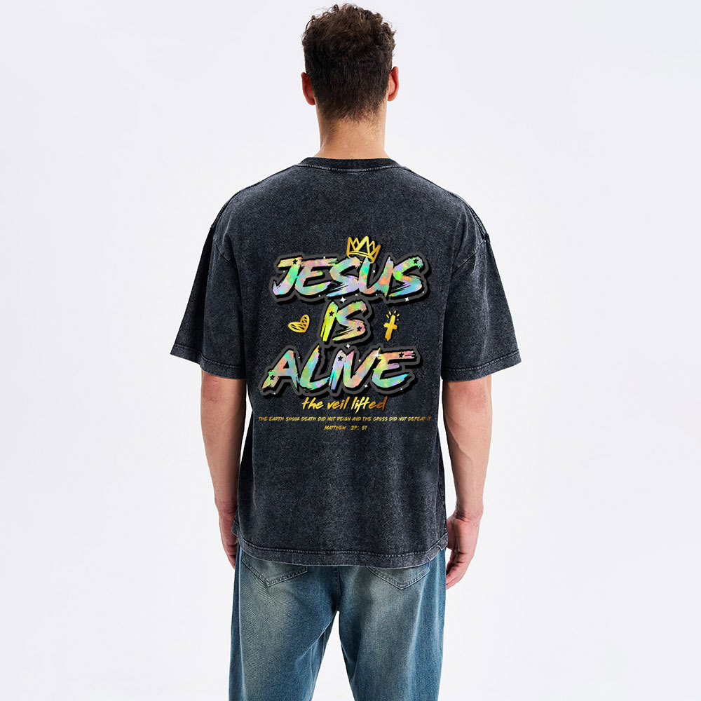 Jesus Is Alive New Chriatian Washed T-Shirt