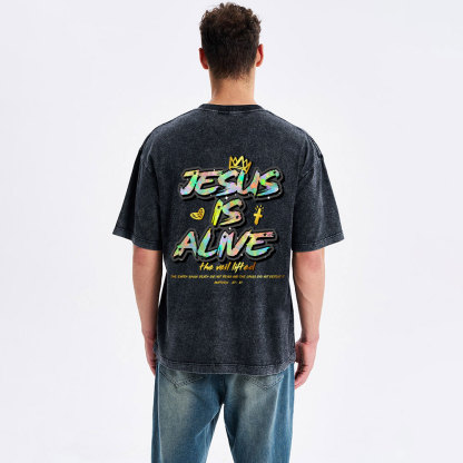 Jesus Is Alive New Chriatian Washed T-Shirt
