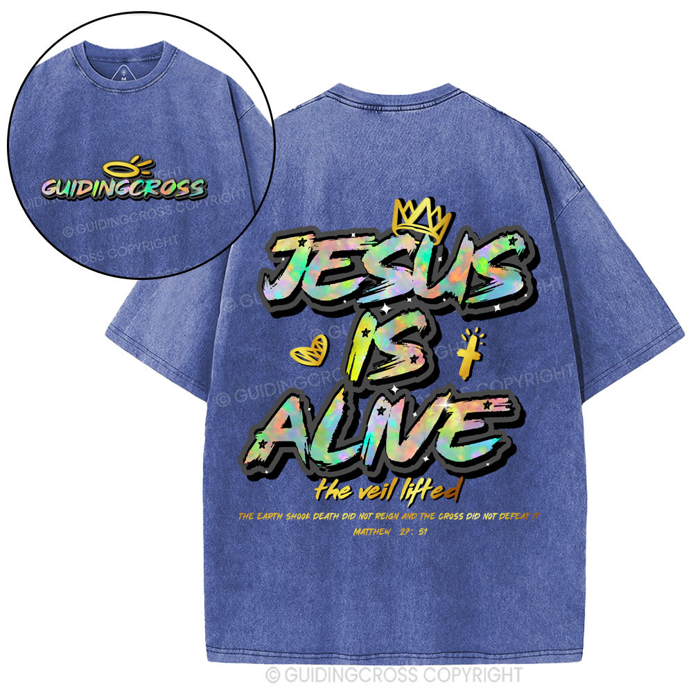 Jesus Is Alive New Chriatian Washed T-Shirt