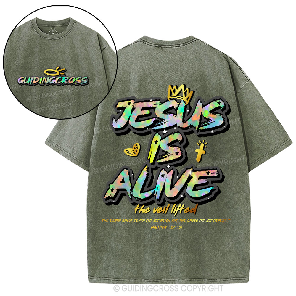Jesus Is Alive New Chriatian Washed T-Shirt