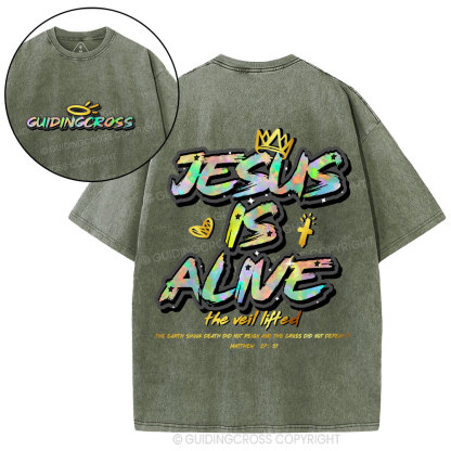 Jesus Is Alive New Chriatian Washed T-Shirt