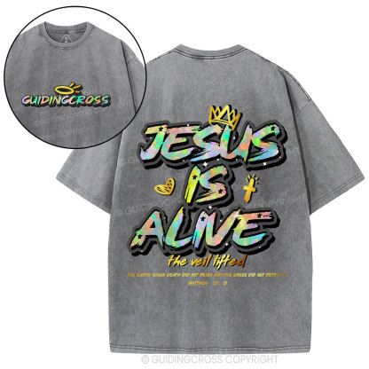 Jesus Is Alive New Chriatian Washed T-Shirt