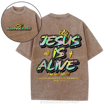 Jesus Is Alive New Chriatian Washed T-Shirt