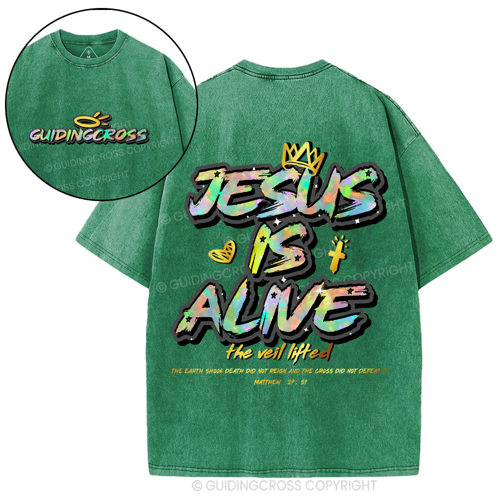 Jesus Is Alive New Chriatian Washed T-Shirt