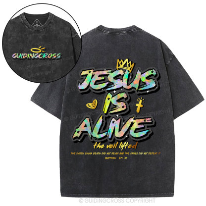 Jesus Is Alive New Chriatian Washed T-Shirt